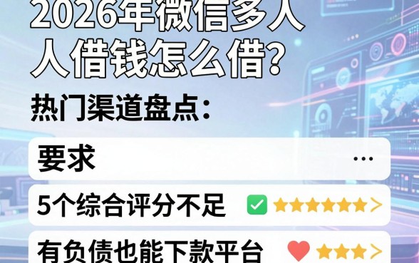 2026年微信多人借钱怎么借?热门渠道盘点:5个综合评分不足有负债也能下款平台