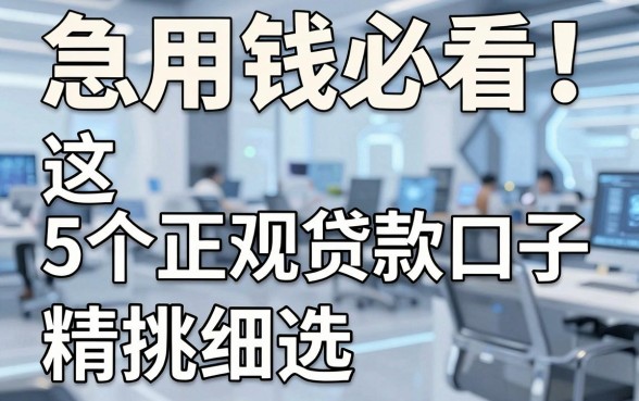 急用钱必看!这5个正规贷款口子精挑细选,堪称借钱利器