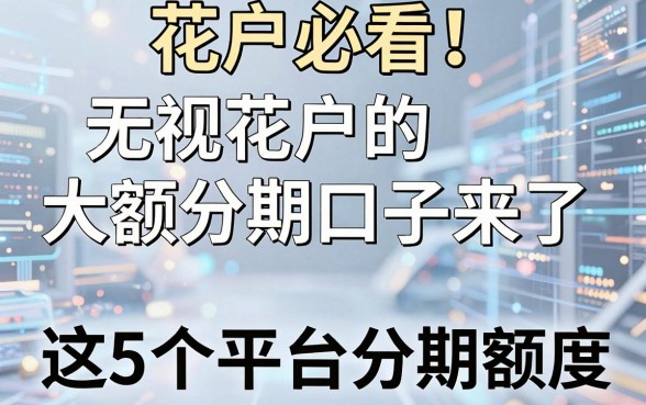花户必看!无视花户的大额分期口子来了,这5个平台分期有额度