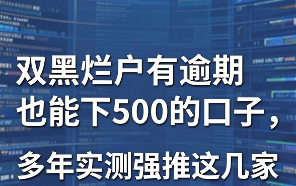 双黑烂户有逾期也能下500的口子,多年实测强推这几家!