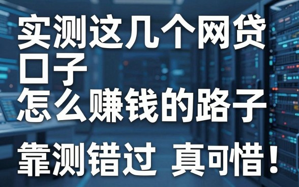 实测这几个网贷口子怎么赚钱的路子,亲测靠谱错过真可惜!