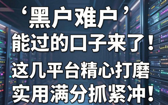 黑户难户能过的口子来了！这几家平台精心打磨，实用满分抓紧冲！