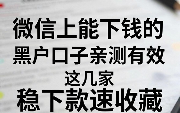微信上能下钱的黑户口子亲测有效,这几家稳下款速收藏