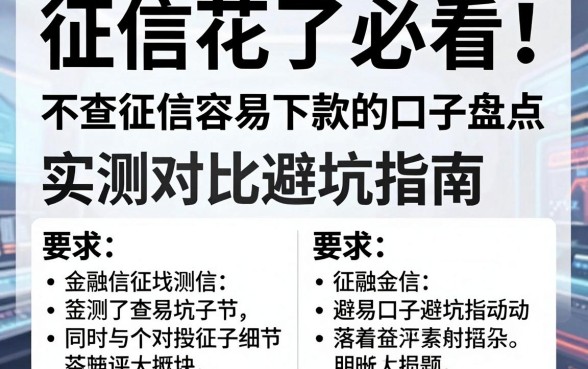 征信花了必看!不查征信容易下款的口子盘点,实测对比避坑指南