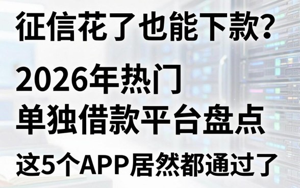 征信花了也能下款?2026年热门单独借款平台盘点,这5个APP居然都通过了