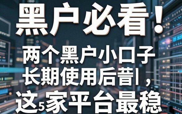 黑户必看!两个黑户小口子长期使用后,这5家平台最稳!