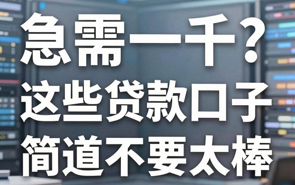 急需一千?这些贷款口子简直不要太棒!