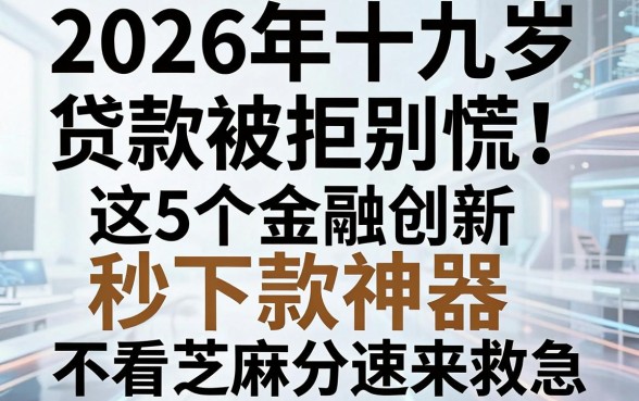 2026年十九岁贷款被拒别慌!这5个金融创新秒下款神器,不看芝麻分速来救急