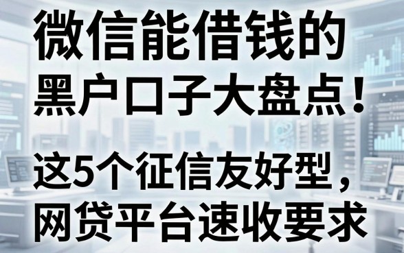 微信能借钱的黑户口子大盘点!这5个征信友好型网贷平台速收