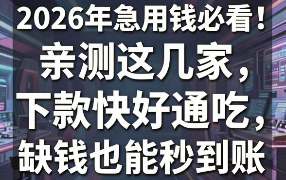 2026年急用钱必看!亲测这几家下款快好通吃的热门网贷,缺钱也能秒到账