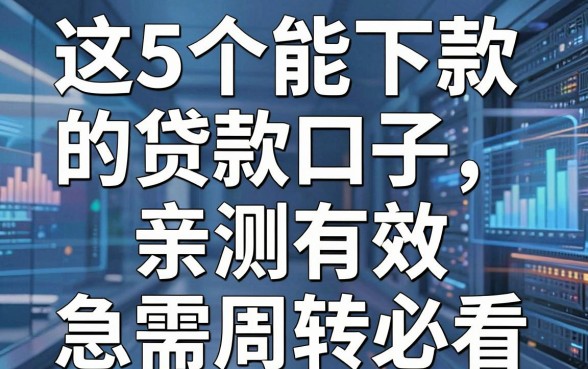 这5个能下款的贷款口子，亲测有效，急需周转必看！