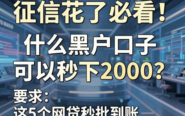 征信花了必看！什么黑户口子可以秒下2000？这5个网贷秒批到账