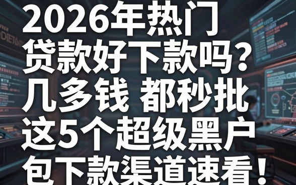 2026年热门贷款好下款吗?几多钱都秒批,这5个超级黑户包下款渠道速看!