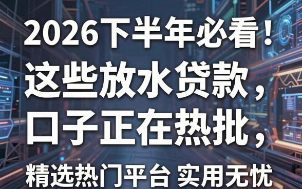 2026下半年必看!这些放水贷款口子正在热批,精选热门平台实用无忧!