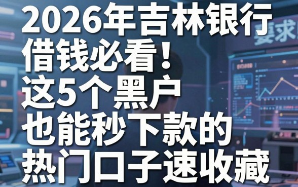 2026年吉林银行借钱必看!这5个黑户也能秒下款的热门口子速收藏