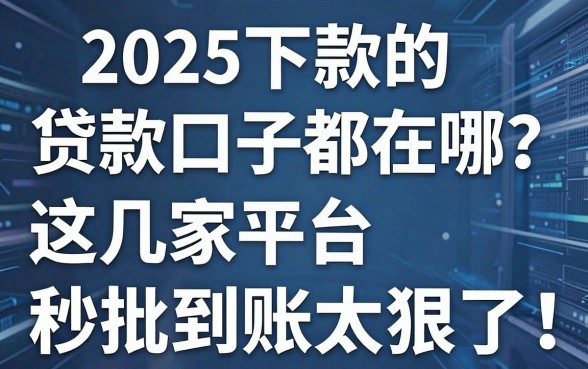 2025下款的贷款口子都在哪?这几家平台秒批到账太狠了!