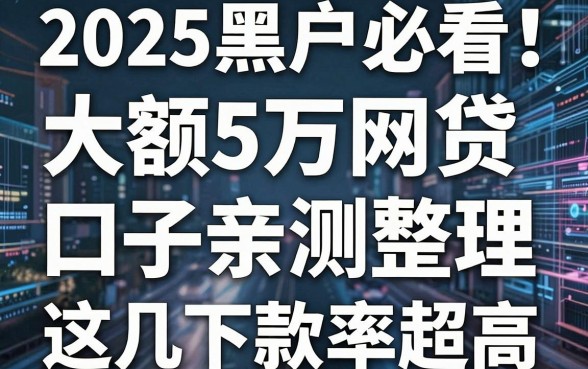 2025黑户必看!大额5万网贷口子亲测整理,这几家下款率超高