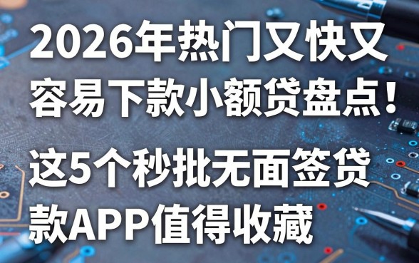 2026年热门又快又容易下款小额贷盘点：这5个秒批无面签贷款APP值得收藏