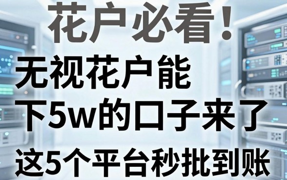 花户必看!无视花户能下5w的口子来了,这5个平台秒批到账