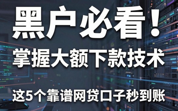 黑户必看!掌握大额下款技术,这5个靠谱网贷口子秒到账