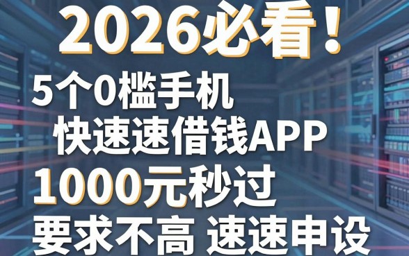 2026必看！5个0门槛手机快速借钱APP，1000元秒过要求不高速速申请