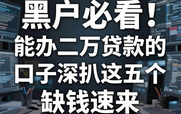 黑户必看!能办二万贷款的口子深扒这五个,缺钱速来