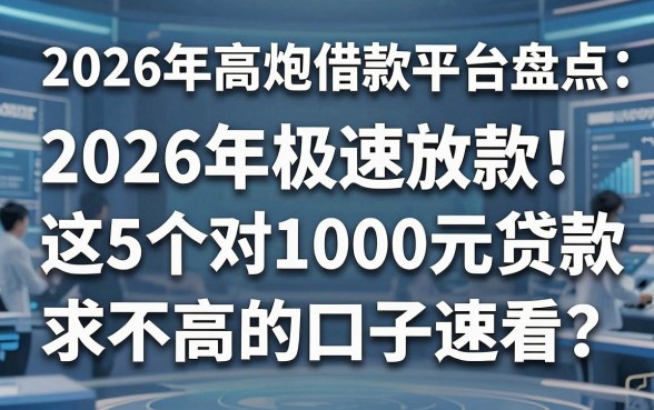 2026年高炮借款平台盘点:2026年极速放款!这5个对1000元贷款要求不高的口子速看