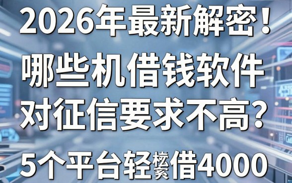 2026年最新解密!哪些手机借钱软件对征信要求不高?这5个平台轻松借4000