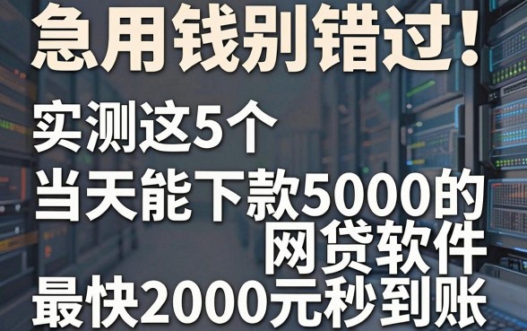 急用钱别错过!实测这5个当天能下款5000的网贷软件,最快2000元秒到账
