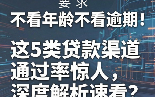 不看年龄不看逾期！这5类贷款渠道通过率惊人，深度解析速看