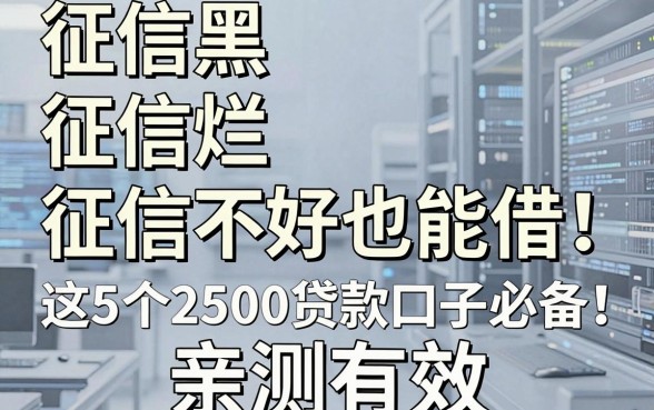 征信黑、征信烂、征信不好也能借!这5个2500贷款口子必备,亲测有效!