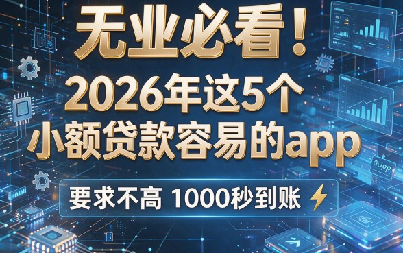 无业必看!2026年这5个小额贷款容易的app,要求不高1000秒到账