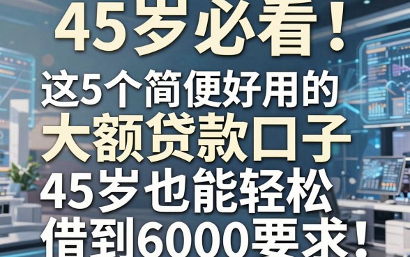 45岁必看!这5个简便好用的大额贷款口子,45岁也能轻松借到6000