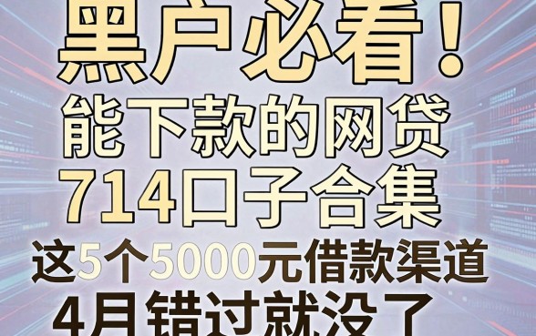 黑户必看!能下款的网贷714口子合集,这5个5000元借款渠道4月错过就没了