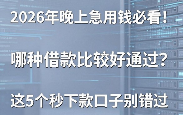 2026晚上急用钱必看!哪种借款比较好通过?这5个秒下款口子别错过
