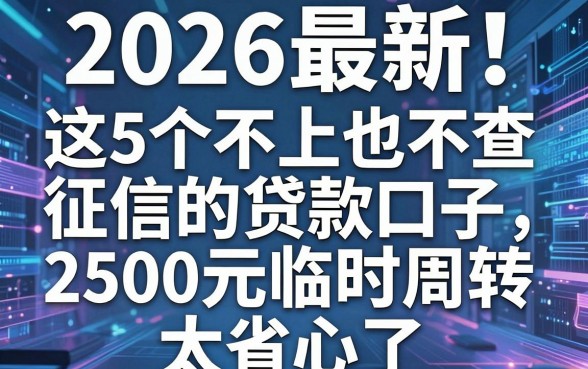 2026最新!这5个不上也不查征信的贷款口子,2500元临时周转太省心了
