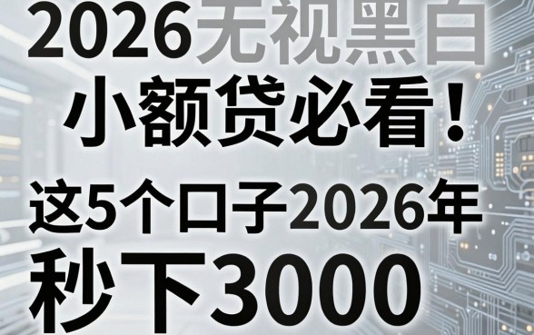 2026无视黑白小额贷必看!这5个口子2026年秒下3000