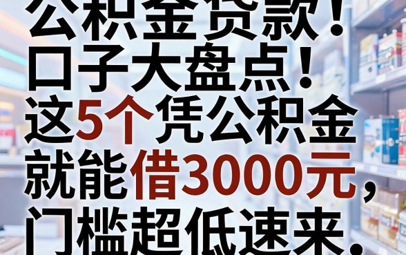 公积金贷款口子大盘点！这5个凭公积金就能借3000元，门槛超低速来