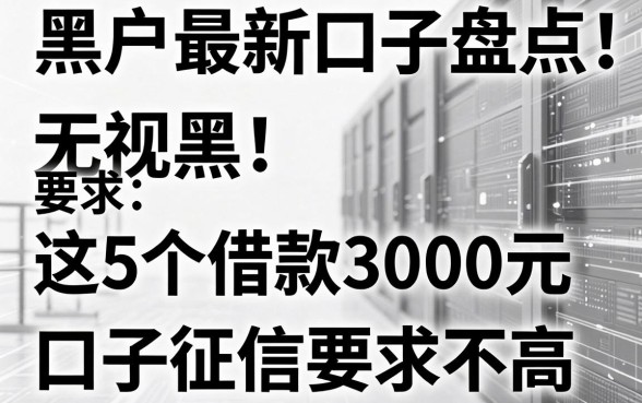 无视黑白！黑户最新口子盘点，这5个借款3000元口子征信要求不高