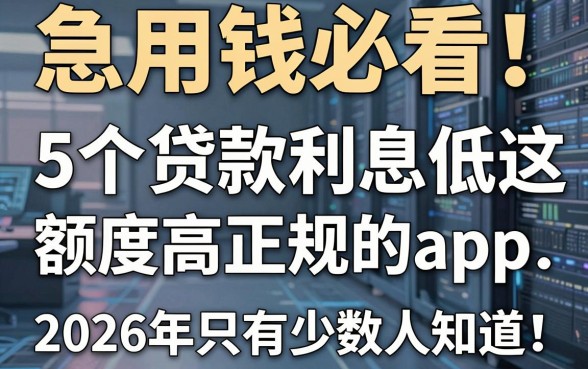 急用钱必看!这5个贷款利息低额度高正规的app,2026年只有少数人知道!