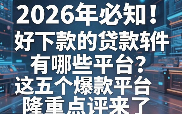 2026年必知！好下款的贷款软件有哪些平台？这五个爆款平台隆重点评来了！