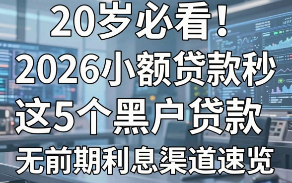20岁必看!2026小额贷款秒通过这5个黑户贷款无前期利息渠道速览