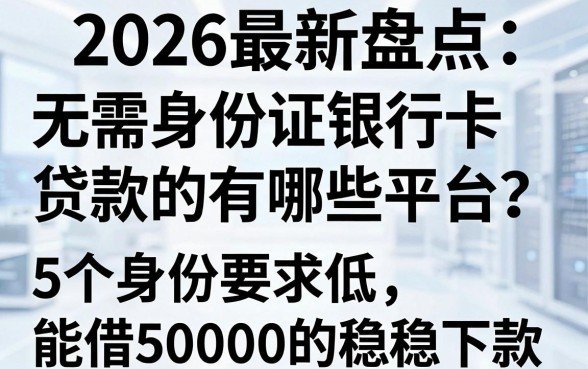 2026最新盘点:无需身份证银行卡贷款的有哪些平台?这5个身份要求低、能借50000的稳稳下款!