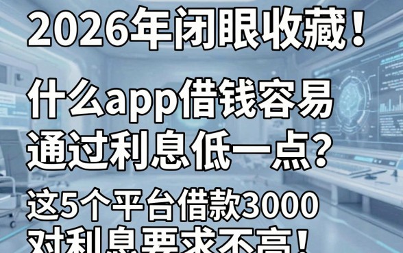 2026年闭眼收藏!什么app借钱容易通过利息低一点?这5个平台借款3000对利息要求不高
