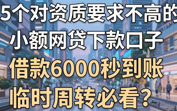 5个对资质要求不高的小额网贷下款口子，借款6000秒到账，临时周转必看