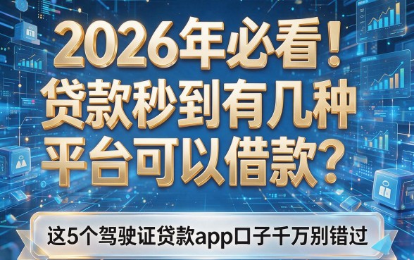 2026年必看！贷款秒到有几种平台可以借款？这5个驾驶证贷款app口子千万别错过