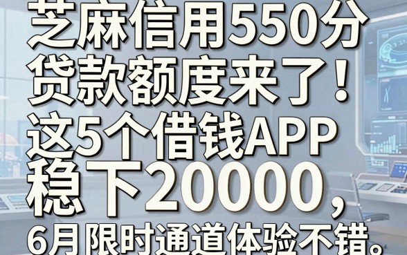 芝麻信用550分贷款额度来了!这5个借钱APP稳下20000,6月限时通道体验不错