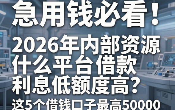 急用钱必看!2026年内部资源:什么平台借款利息低额度高?这5个借钱口子最高50000