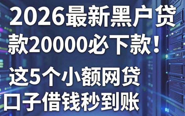 2026最新黑户贷款20000必下款!这5个小额网贷口子借钱秒到账