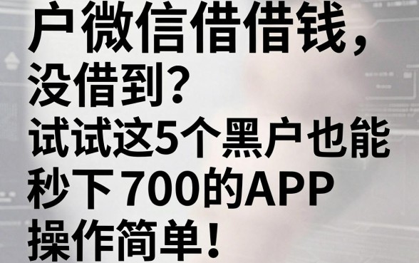 户微信借借钱没借到?试试这5个黑户也能秒下700的APP,操作简单